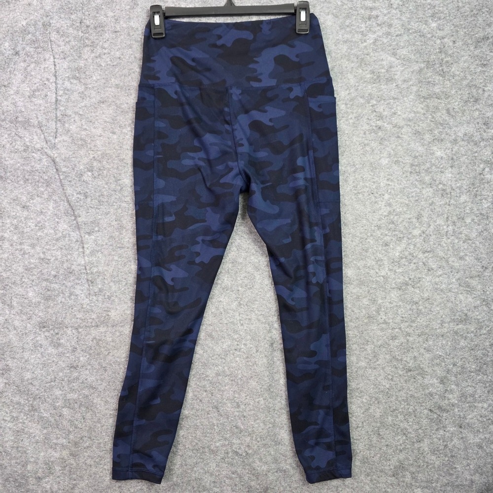 Danskin Womens Navy Blue Camo High Waisted Pocket Leggings Size M 9670